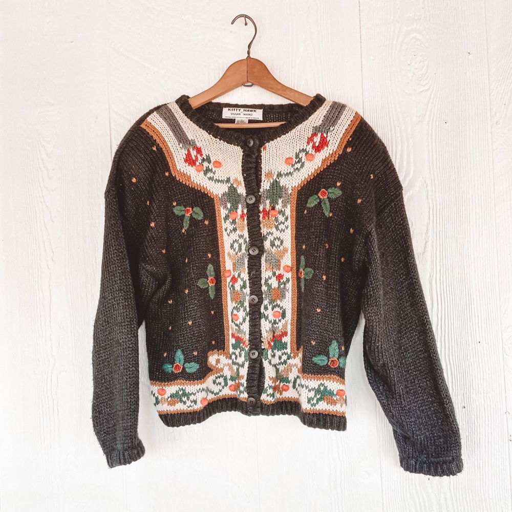 Vintage Embellished Knit Cardigan